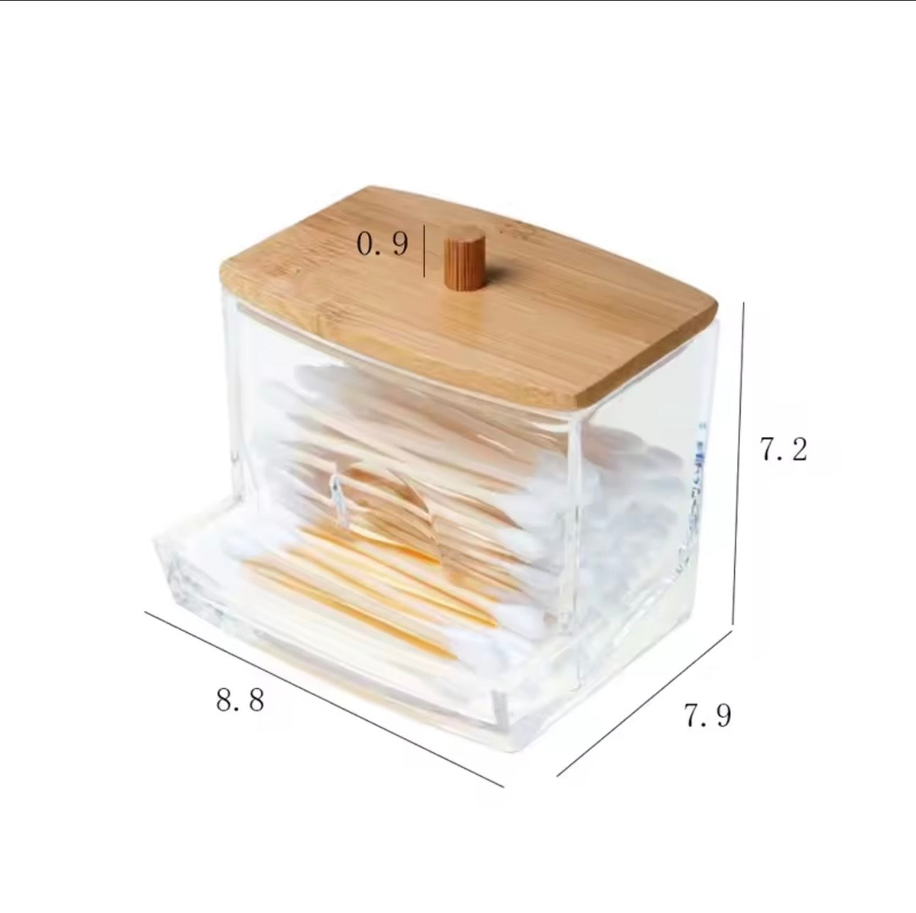 Bamboo & Acrylic Cotton Swab Dispenser