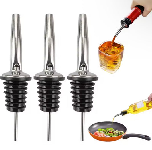 Tērauda vīna pudeles korķis un olīveļļas pilinātājs